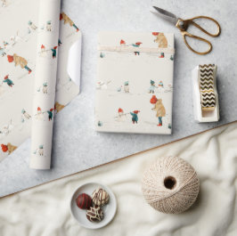 Papel De Presente Crianças e bonecos de neve