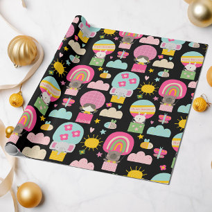 Papel De Presente Crianças Feliz Aniversário Pastel Cores Animais Ca