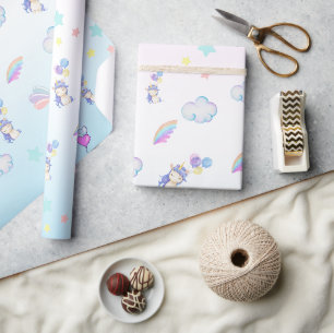 Papel De Presente crianças festas de aniversário do arco-íris de bal