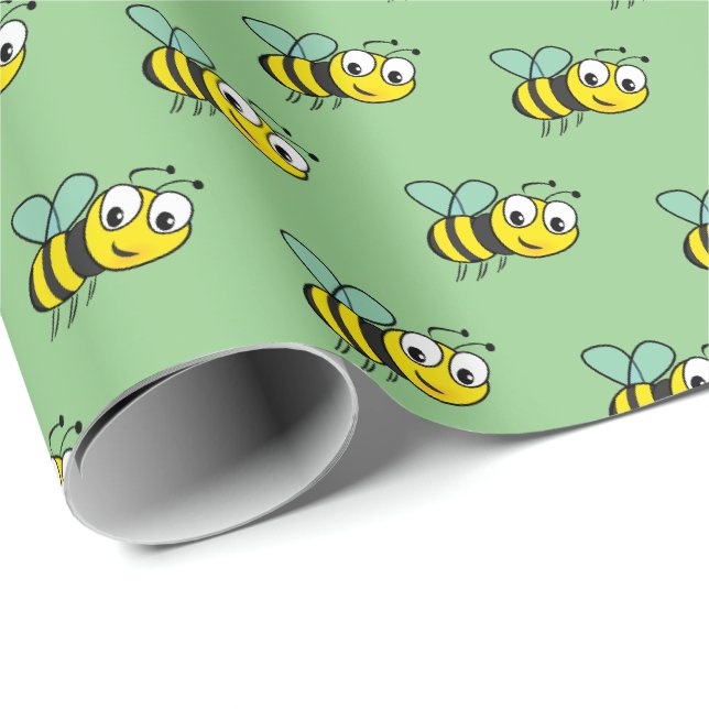 Papel De Presente Crianças Fofas Abelha Bumble Bee   (Ponta do rolo)