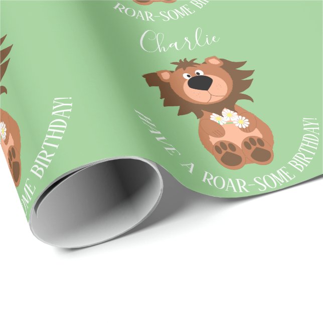 Papel De Presente Crianças Lion Roar-some Personalizado (Ponta do rolo)