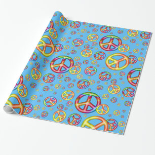 Papel De Presente Crianças Loucas Cores-PEACE FORA, Batida Azul