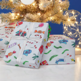 Papel De Presente Crianças: Natal Colorido Moderno