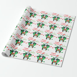 Papel De Presente Crianças Personalizadas Pinguins de Natal Bonito
