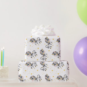 Papel De Presente Crianças Unicórnio Zebra