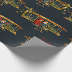 Papel De Presente Crianças Vintage Mais Fofas em Nome de Avião