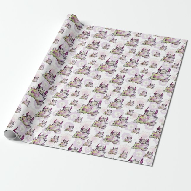 Papel De Presente Criatura Monstro Feliz Correndo (Desenrolado)