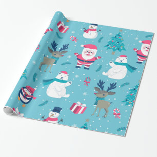 Papel De Presente Criaturas de Natal bonitas