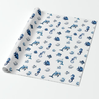 Papel De Presente Criaturas do Oceano Azul de Wedgewood!