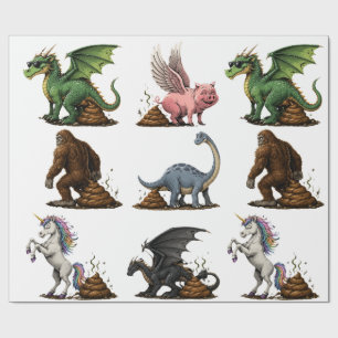 Papel De Presente Criaturas Mitológicas Engraçadas Defecando