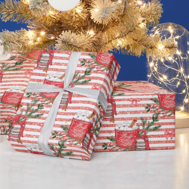 Papel De Presente Crie O Seu Próprio Frio Fora Das Estrias Vermelhas (Feriados)