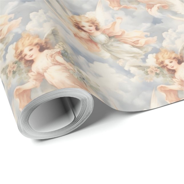 Papel De Presente Crie os seus próprios Anjos e Flores Românticos Ro (Ponta do rolo)