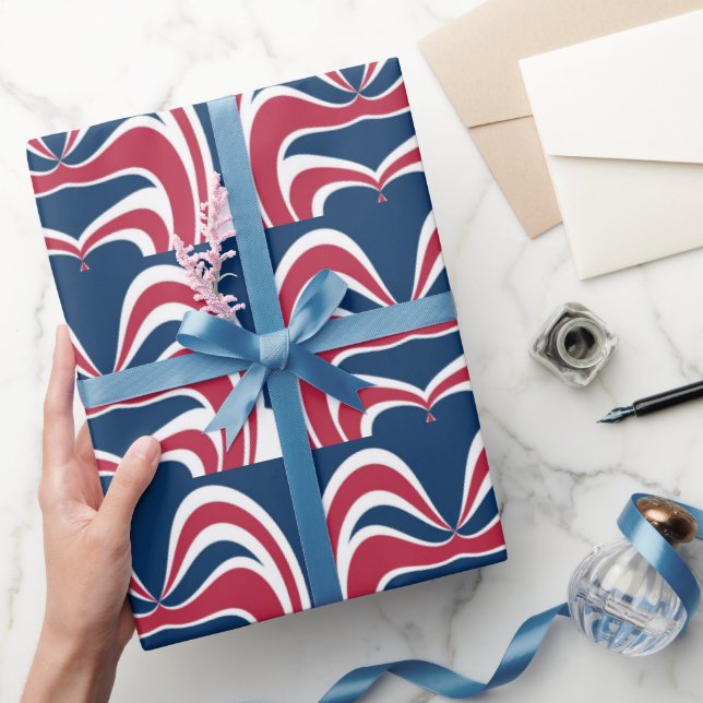 Papel De Presente Crie seu próprio azul vermelho e branco (Presentear)