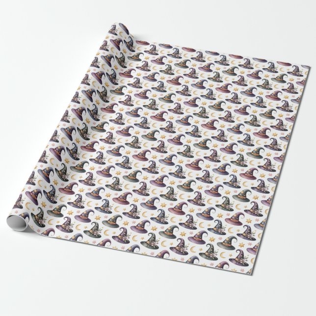 Papel De Presente Crie Seu Próprio Chapéu de Bruxa Floral com Remend (Desenrolado)