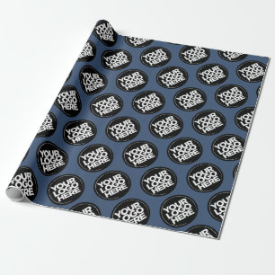 Papel De Presente Crie seu próprio fundo azul de logotipo repetitiv