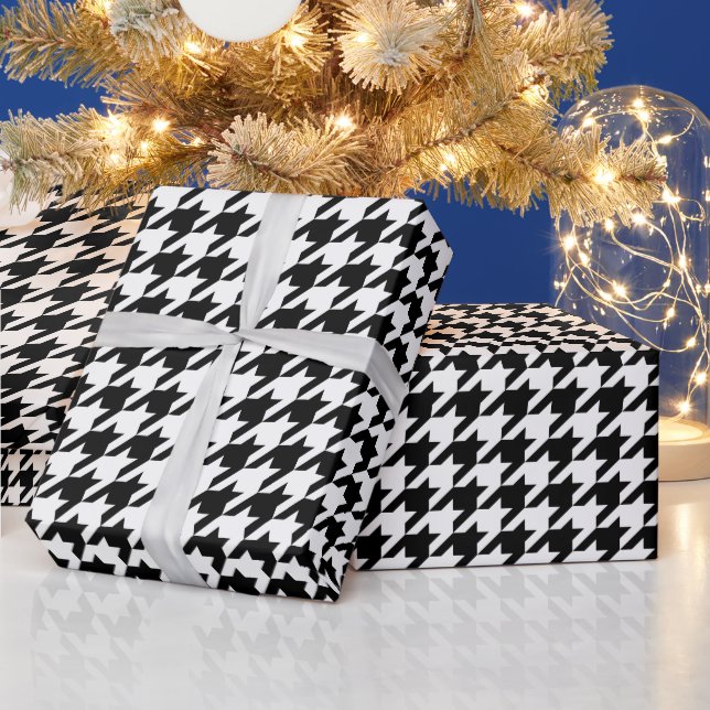 Papel De Presente Crie Seu Próprio Houndstooth Branco (Feriados)