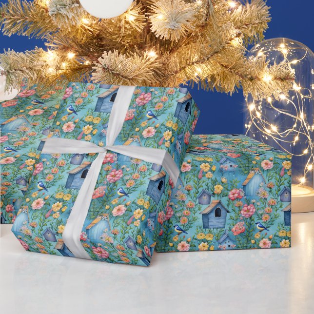 Papel De Presente Crie Seu Próprio Jardim de Pássaros Cantores Casas (Feriados)