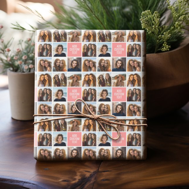 Papel De Presente Crie seu próprio Monograma Personalizado de Colage (Personalized Photo Wrapping Paper)