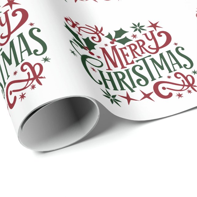 Papel De Presente Crie Seu Próprio Natal Alegre Retrô (Ponta do rolo)
