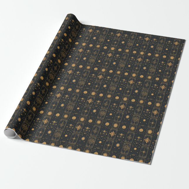 Papel De Presente Crie Seu Próprio Tarot Místico Elegante Dourado Pr (Desenrolado)