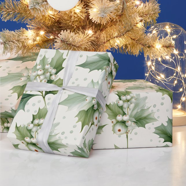 Papel De Presente Crie Seu Próprio Visco Branco Elegante (Feriados)