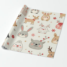 Papel De Presente Crie Seus Próprios Animais De Natal Kawaii