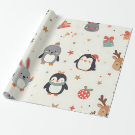 Papel De Presente Crie Seus Próprios Animais De Natal Kawaii