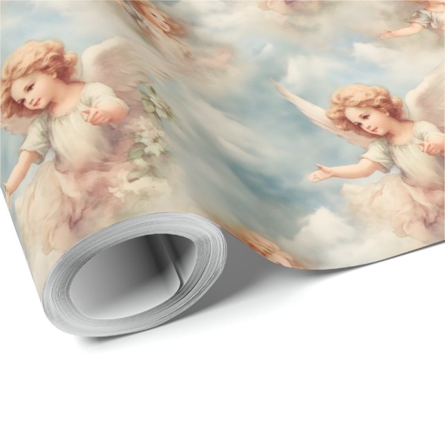 Papel De Presente Crie seus próprios anjos e flores românticas (Ponta do rolo)