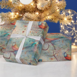 Papel De Presente Crie Seus Próprios Passarinhos Florais Caprichosos