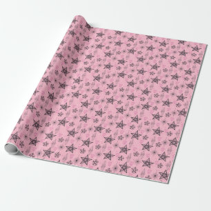Papel De Presente Crie Seus Próprios Pentáculos Negros Cristais Rosa
