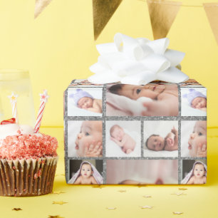 Papel De Presente Crie Sua Própria Colagem de 6 Fotos com Brilho Pra
