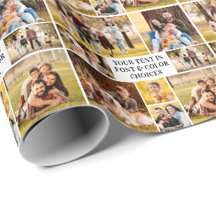 Papel De Presente Crie Sua Própria Colagem de 8 Fotos e Texto Únicos