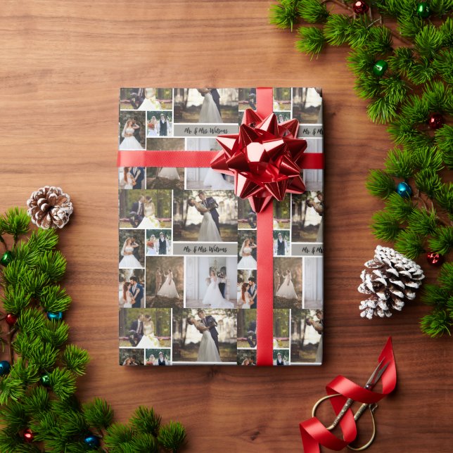 Papel De Presente Crie Sua Própria Colagem De Casamento De 7 Fotos (Presente de Natal)