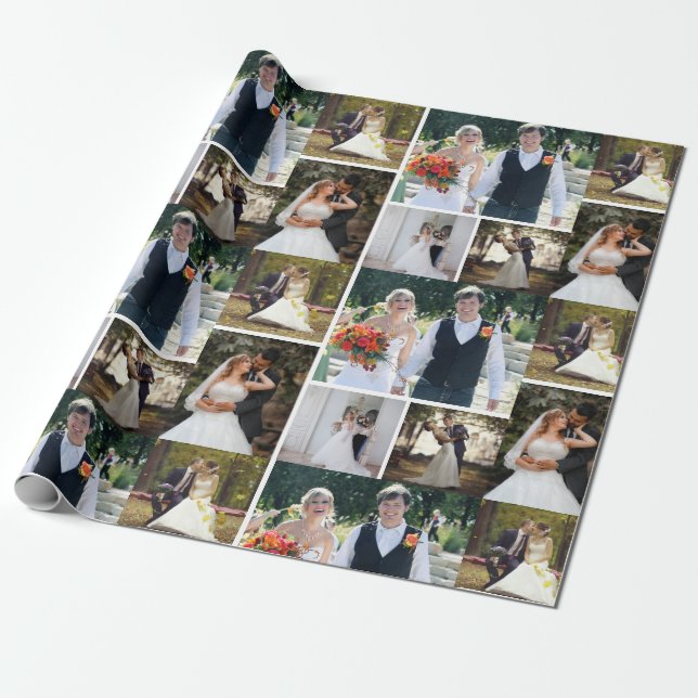 Papel De Presente Crie Sua Própria Colagem De Casamento Fotográfico  (Desenrolado)