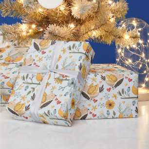Papel De Presente Crie Sua Própria Escolha de Cor Arte Popular Pássa