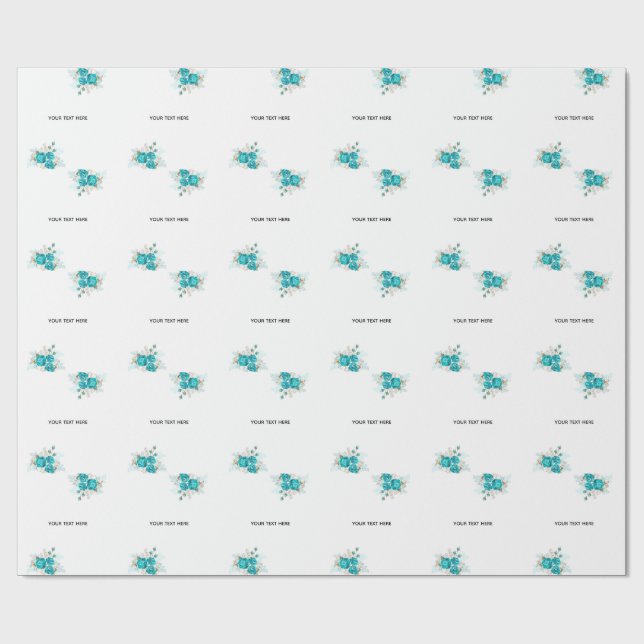 Papel De Presente Crie Sua Própria Rosa Azul Elegante (Aberto)
