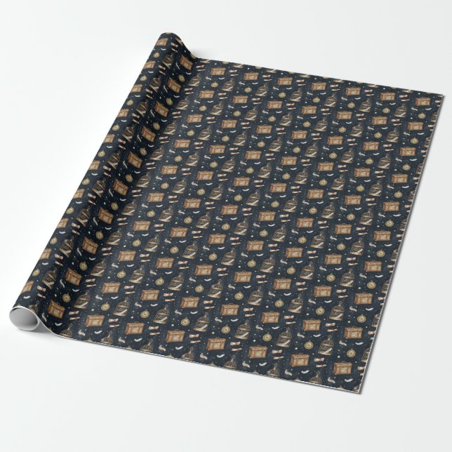 Papel De Presente Crie Sua Própria Viagem Mágica Malas Corujas (Desenrolado)