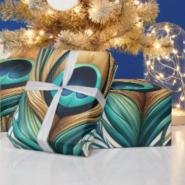 Papel De Presente Crie Suas Próprias Penas de Pavão Dourado