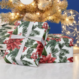 Papel De Presente Crie Suas Próprias Poinsettias Vermelhas & Brancas