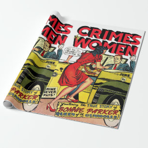 Papel De Presente Crimes De Bonnie Parker Vintage História em quadri