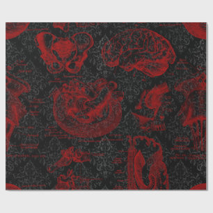 Papel De Presente Crimson & Black Damask - Anatomia Vampiro padroniz