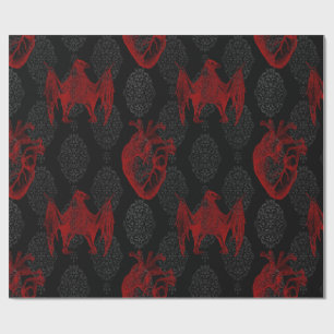 Papel De Presente Crimson & Black Hearts and Bats