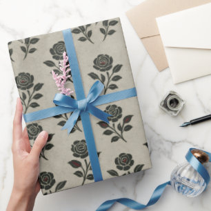 Papel De Presente Crimson Nocturne Bloom Victorian