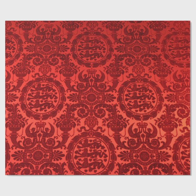 Papel De Presente Crimson Noel Damask Wrapping Paper (Aberto)