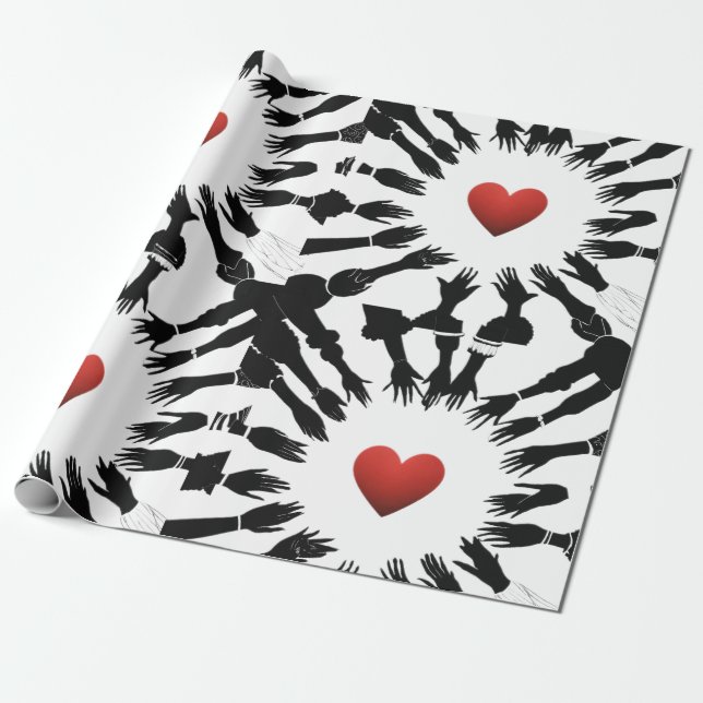 Papel De Presente Crimson Unity: 🫳 Black Red ♥️ Design" (Desenrolado)