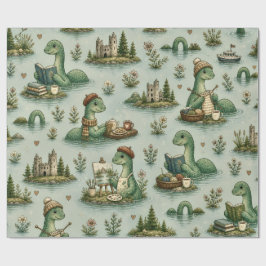 Papel De Presente Críptidos Aconchegantes Nessie Monstro do Lago Nes