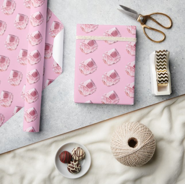 Papel De Presente Cristais de Quartzo Rosa de Aniversário (Artesanato)