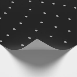 Papel De Presente Cristais de Swarovski Cinza Prata Pontos Pretos Ge