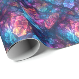 Papel De Presente Cristais Místicos Brilhantes D&D Magia Gemas Fanta