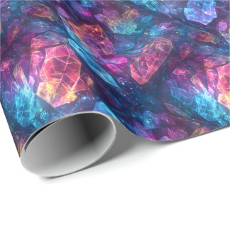 Papel De Presente Cristais Místicos Brilhantes D&D Magia Gemas Fanta